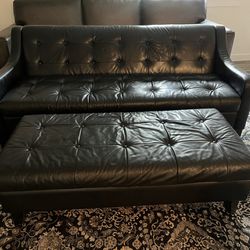 Lind Salisbury Sofa And Storage Ottoman Top Grain Leather