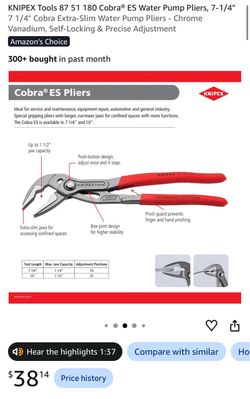 KNIPEX Cobra ES Water Pump Pliers 7-1/4"