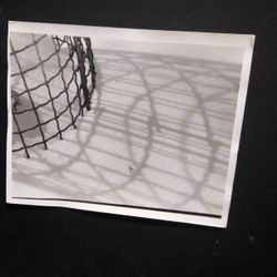 Black & White Park Metal Garbage Pail Shadows 8x10 Darkroom Print on 16x20 Board