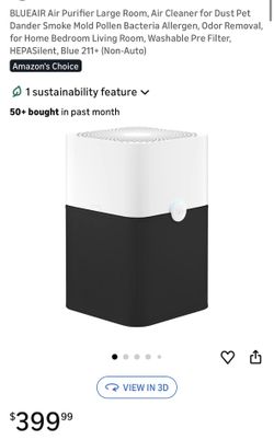 BLUEAIR Air Purifier Large Room, Air Cleaner for Dust Pet Dander Smoke Mold Pollen Bacteria Allergen, Odor Removal, for Home Bedroom Living Room, Wash