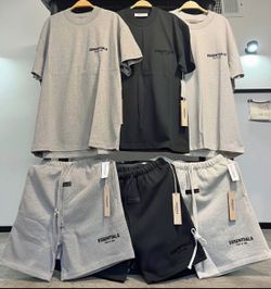 Fear of God Essentials Gray T-Shirt and Shorts Se