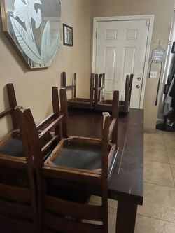 Wood table with 4 chairs