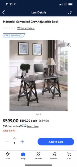 Brand new (never opened) Industrial Galvanized Grey Adjustable Desk!!