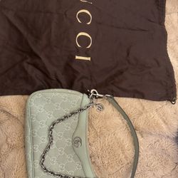Mint Color Gucci Silver Metal Purse 