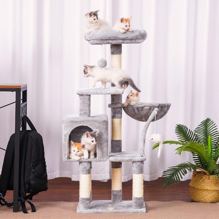 Large Cat Scratching Post House Condo Tower Tree Cozy Hammock Perch Toy Indoor Cats