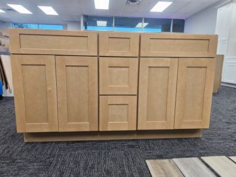 60″ Timber Double Sink Vanity Cabinet – Solid Wood Build – $400