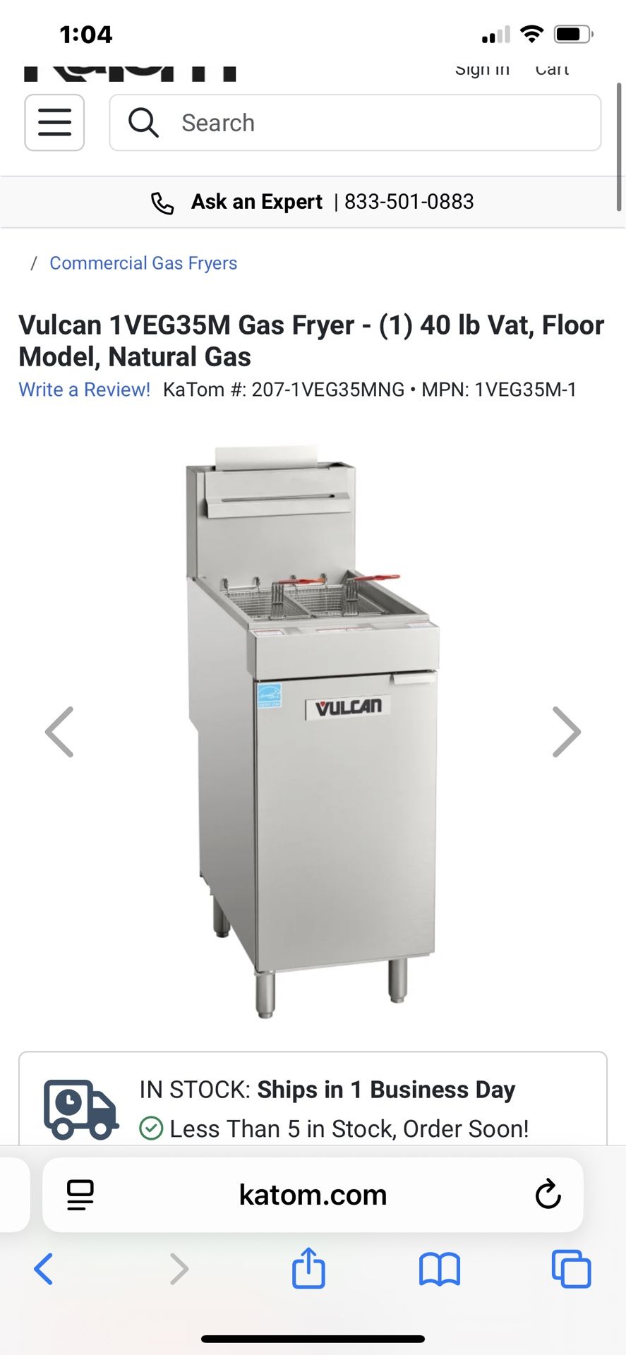 Vulcan 1VEG35M Floor Fryer 25-30LB