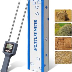 Hay Moisture Tester with Probe Accurate Moisture & Temperature Detection, Portable Hay Bale Moisture Tester for Forage and Alfalfa, with LED Warning &