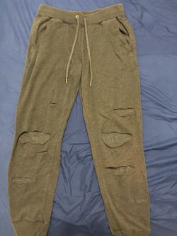 Hollister Gray Distressed Jogger Sweatpants