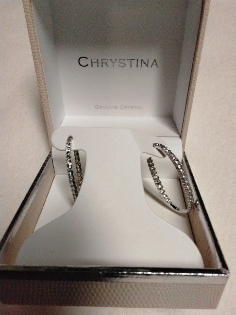 Genuine  Crystal Hoop Earrings  New Price