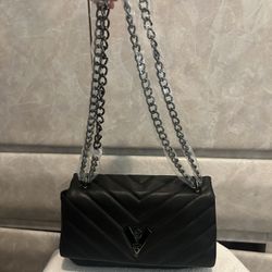 VALENTINO ORLANDI Black Quilted Shoulder Bag Purse /Metal Chain Strap Crossbody