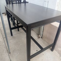 Dining Table Set with High Back Chairs,room Furniture(dark Brown)