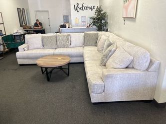 Large L-Shaped Sectional Sofa Light Gray