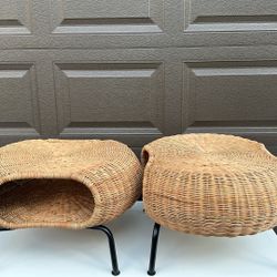 IKEA GAMLEHULT Ottoman with Storage - Rattan/Anthracite