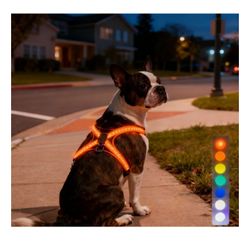 Brand New MEGAPAWS No-Pull Dog Harness with 8 Gear Color Changing LED Lights, Medium