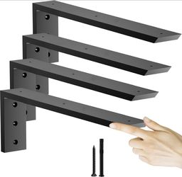 16x6x2.5 - Black Metal Wall Shelf Brackets Set of 4