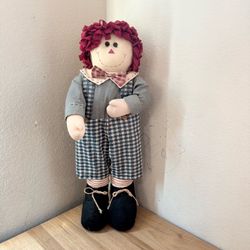 Large 30” Vintage Raggedy Ann Style Standing Doll • Farmhouse Decor