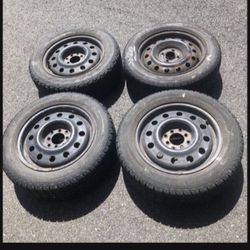 4 X 195/60r15 4x100 4x3.94 4x4.5 4x114.3 Steely Civic Stock Rims Wheels With Tires!!!!!