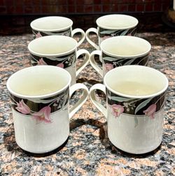 China Pearl Serena Coffee Cups-Set of 6-1988 Vintage-Like New!