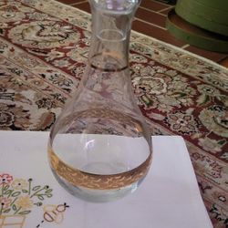 Vintage Pasabahce Glass Decanter With Gold Trim