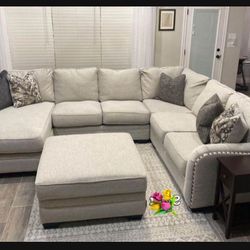 Linen Off White Contemporary Modular U Shape Couch Sectional | Brand New | Financing Available 