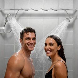 4230: Dual Shower Head with Handheld for Couples: High Pressure Double Shower Heads for Two People - Adjustable Two Showerhead System with 3 Flow