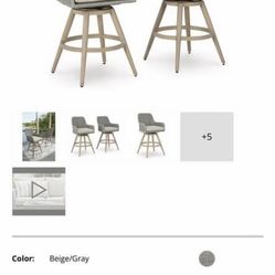 Ashley Seton Creek Casual Nuvella Weather Resistant Fabric Patio Furniture Barstool Set of 2