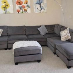 Ivy Bronx Marcie 120" "Cloud" Modular Sectional Sofa + Ottoman
