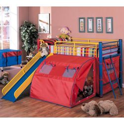 Twin Multi-Color Loft Bed with Tent & Slide (NO CREDIT CHECK FINANCING AVAILABLE)