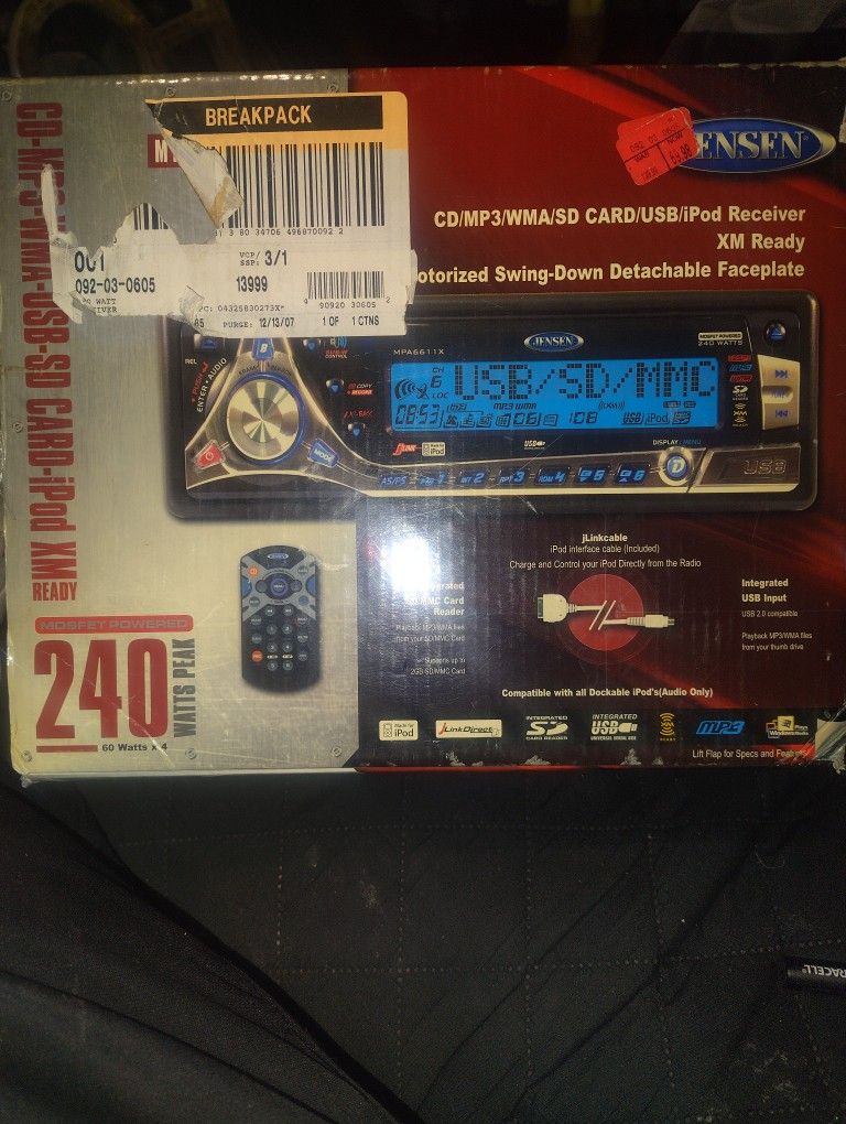 Never Used Jensen Head Unit W Detachable Faceplate