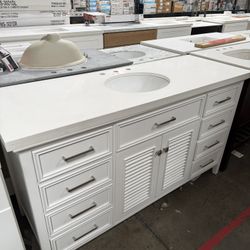 White 60” Single Sink Vanity 