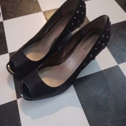Kenneth Cole Open Toe Black Wedge Heels Size 11 