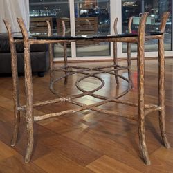 Glass & Metal Oval Coffee Table – Excellent Condition