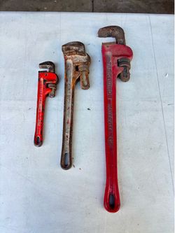 3 Heavy Duty Pipe Wrenches – 24”, 18” & 10” Plumbing Tools