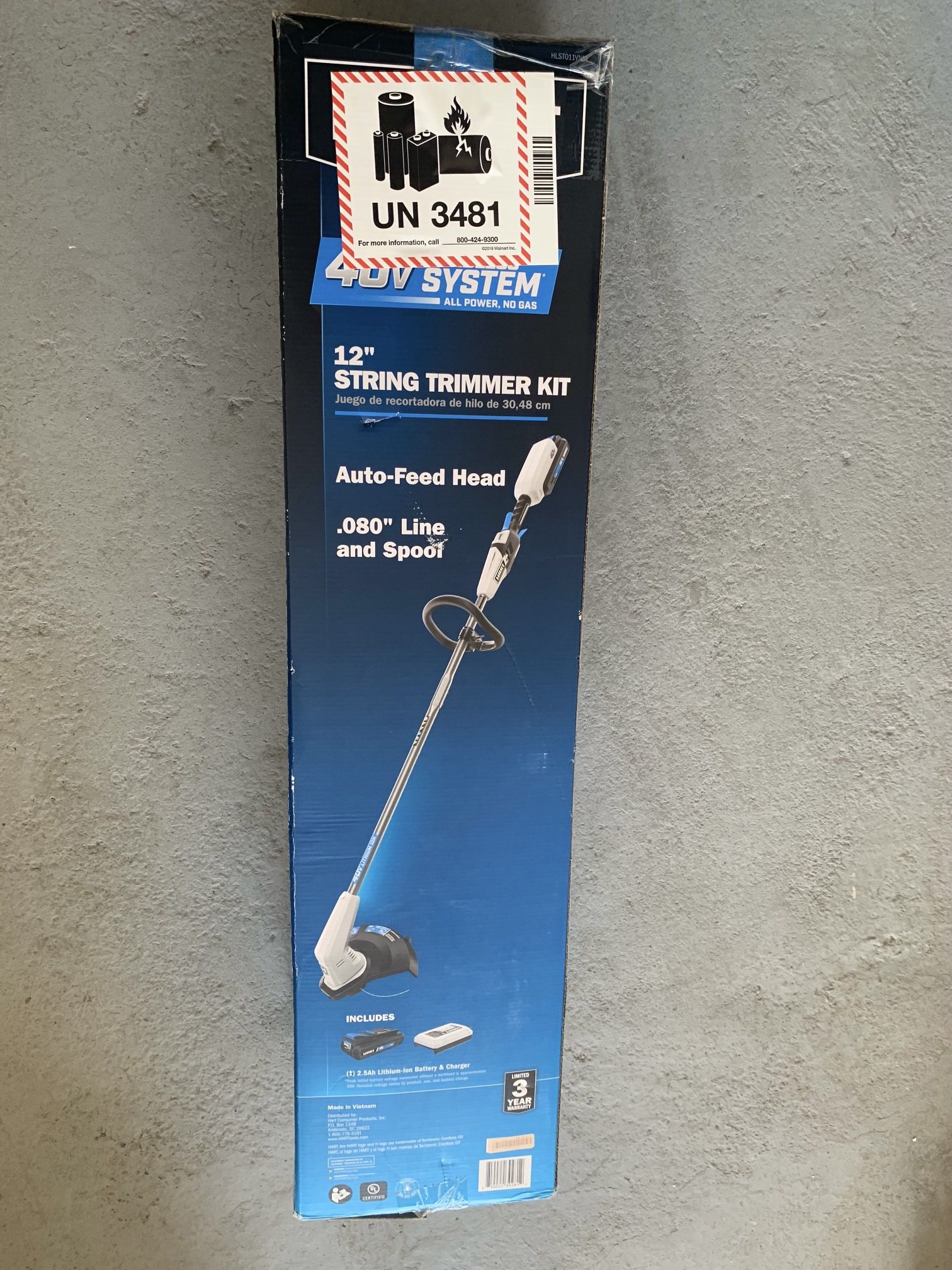 HART 20-Volt Cordless Hybrid 12" String Trimmer/Edger Kit 2.0Ah Battery Charger