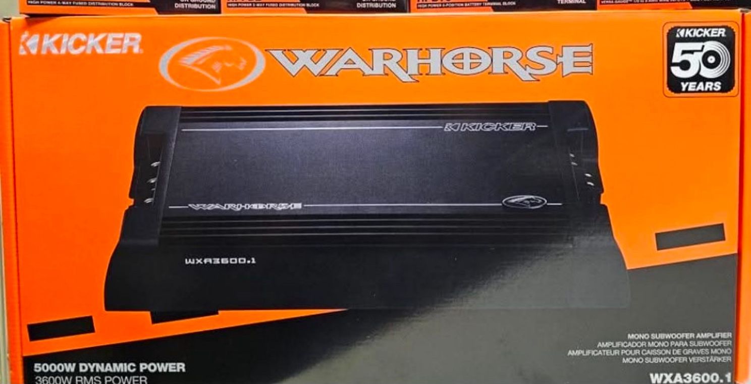 NEW POWERFUL KICKER WARHORSE AMP 3600 Rms 5000 Dynamic Watts