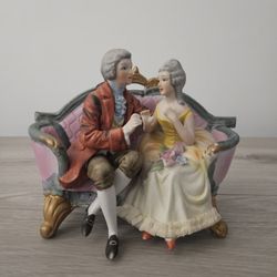 Vintage Cucci Royal Crown Porcelain Victorian Couple On Couch Figurine