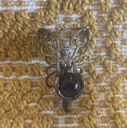 Sterling silver Fairy Pendant with Amethyst Cabochon