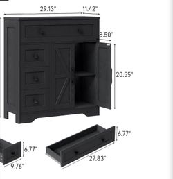 Black Farmhouse Storage Cabinet with Drawers