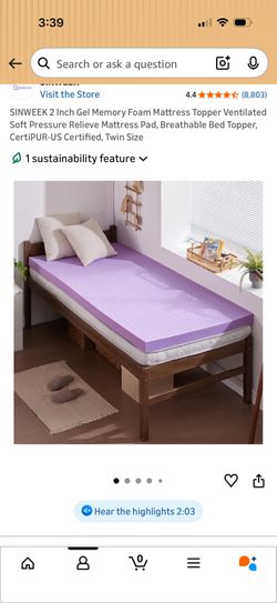 2 Inch Gel Memory Foam Mattress Pad