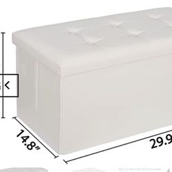 ZENY™ Leather Storage Ottoman Bench 30 Inches Folding Footrest Padded Seat Large Toy Sotrage Chest27