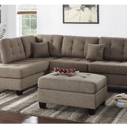 Brown Sectional Sofa With Ottoman 