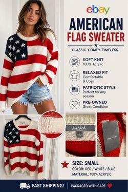 Marled Reunited Clothing American Flag Knit Sweater