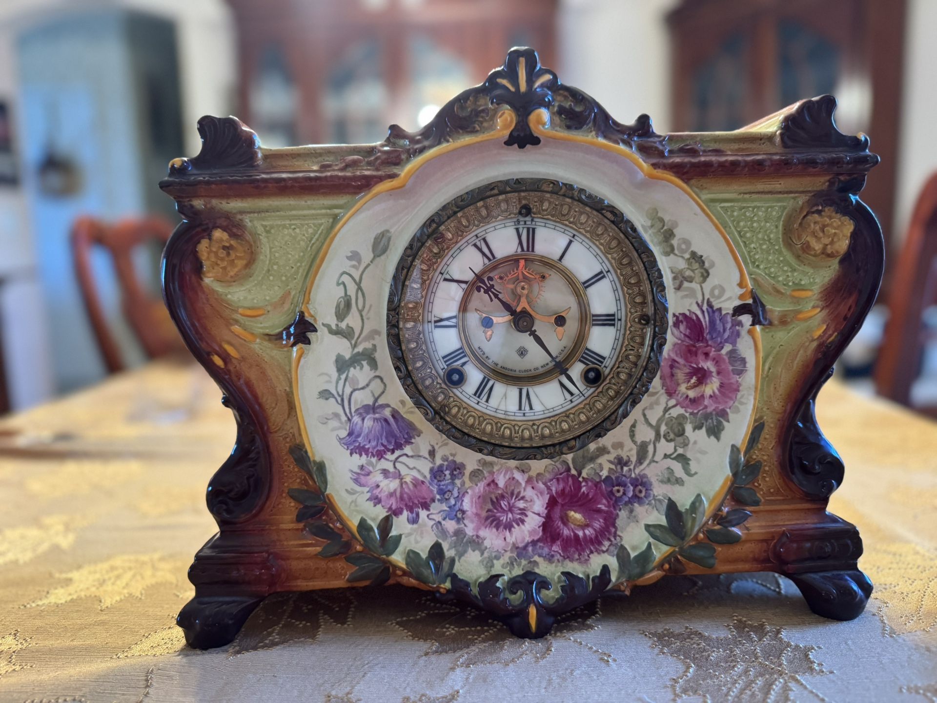 Royal Bonn clock case with Ansonia clock