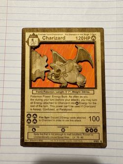 Custom Wooden Charizard PokĆ©mon Card ā Handmade