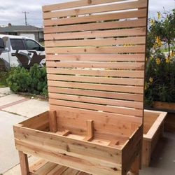 Woodworking Project Outdoor Planter Box Bar Cedar Redwood Custom Beautiful Gorgeous Garden Bed AC unit pool equipment heater cover