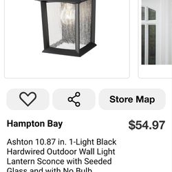 Hampton Bay Ashton- Medium Exterior Wall Lantern Black Finish