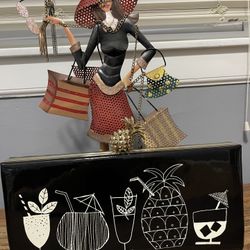 Tiki-Bar Cocktail Clutch With  Quirky Pineapple Clasp 