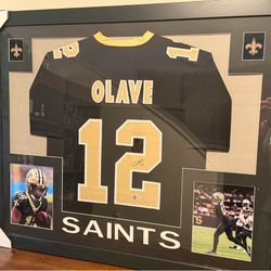 Chris Olave Signed New Orleans Saints Framed Jersey – Beckett Witnessed Auto – Display Case