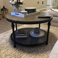 2 Tier Wood Round Coffee Table 